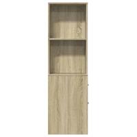 Badkamerkast smal met wielen bewerkt hout sonoma eikenkleurig - thumbnail