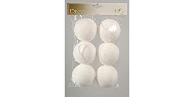 Sneeuwballen foam hang d8 cm wit 6st - Decoris