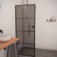 AQS Inloopdouche Smoke Frame 120x200 cm Rookglas Mat Zwart Raster Aqua Splash - thumbnail