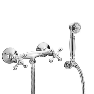 ELK tweegreepskraan douche met doucheset, chroom inclusief doucheset keramische ½" ventiel bovenstukken ½" (Ø ca. 1,9 cm) verbinding voor doucheslang metalen grepen garantie: 5 jaar