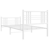 Bedframe met hoofd- en voeteneinde metaal wit 90x200 cm - thumbnail
