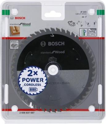 Bosch Professional Cirkelzaagblad voor Hout | PRO Wood cordless | Ø 165mm Asgat 20mm 48T - 2608837687