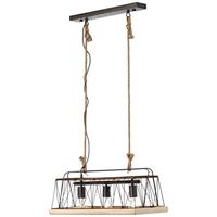 Brilliant Narcy 93587/71 Hanglamp LED E27 40 W RVS (geborsteld), Hout - thumbnail