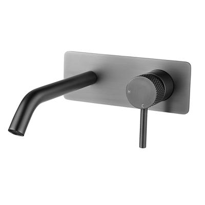 Ribbd eenhendel wastafelkraan met coldstart compleet gunmetal