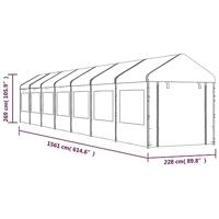 Prieel met dak 15,61x2,28x2,69 m polyetheen wit - thumbnail