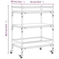 Keukentrolley 65x40x86,5 cm bewerkt hout bruin eikenkleurig - thumbnail