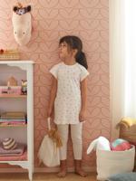 Nachthemd van ribtricot "kersen" + effen meisjeslegging nude - thumbnail