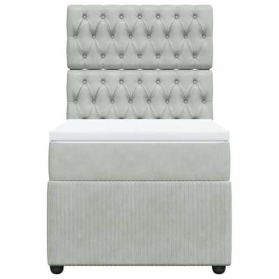 Boxspring met matras fluweel lichtgrijs 100x200 cm