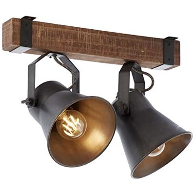 Brilliant 2-lichts plafondlampDecca zwart met bruin - 85829/46