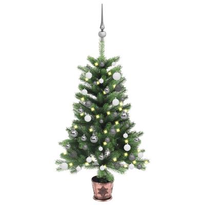 VidaXL Kunstkerstboom met verlichting en kerstballen 90 cm groen