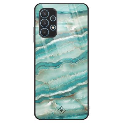 Samsung Galaxy A32 5G glazen hardcase - Marmer azuurblauw