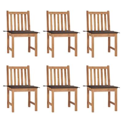 Tuinstoelen 6 st met kussens massief teakhout