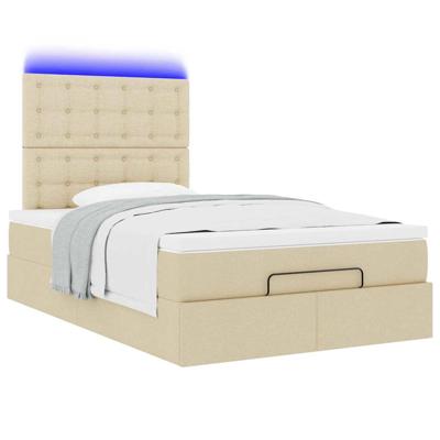 Ottoman bed met matras en LED's 80x200cm stof crèmekleurig