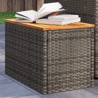 Tuinbijzettafels 2 st 55x34x37 cm poly rattan en hout grijs - thumbnail