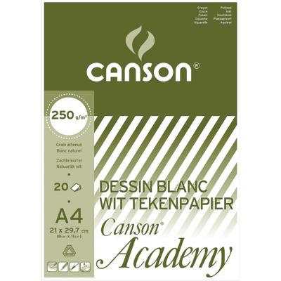 Canson tekenpapier Academy, 250 g, ft 21 x 29,7 cm, A4, blok van 20 vel