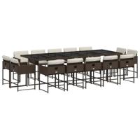 15-delige Tuinset met kussens poly rattan bruin - thumbnail