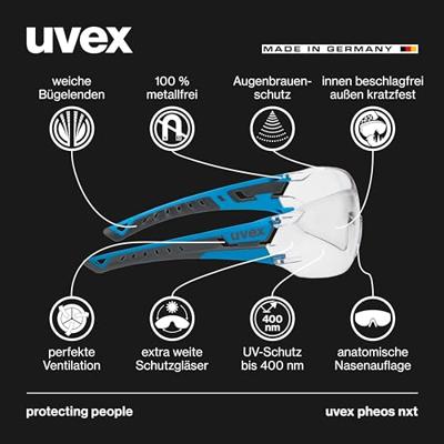 uvex pheos nxt 9128265 Veiligheidsbril Incl. UV-bescherming Blauw, Antraciet EN 166:2001, EN 170:2002 uvex pheos nxt 9128265 Veiligheidsbril Incl. UV-bescherming Blauw, Antraciet EN 166:2001, EN 170:2002
