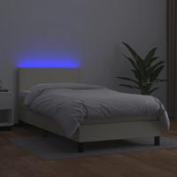 Boxspring met matras en LED kunstleer crèmekleurig 100x200 cm - thumbnail