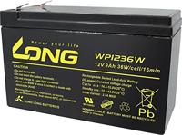 Long WP1236W Loodaccu 12 V 9 Ah Loodvlies (AGM) (b x h x d) 151 x 102 x 65 mm Kabelschoen 6.35 mm Geringe zelfontlading, Onderhoudsvrij - thumbnail
