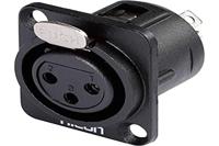 Hicon HI-X3DF-M XLR-connector Flensbus, contacten recht Aantal polen: 3 Zwart 1 stuk(s) - thumbnail