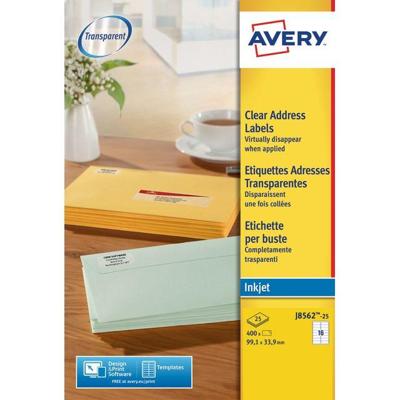 Etiket avery j8562-25 99.1x33.9mm tr 400stuks Etiket avery j8562-25 99.1x33.9mm tr 400stuks
