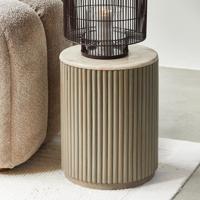 Rivièra Maison Ronde Bijzettafel 'Villanova' Travertin en mangohout, 42cm - thumbnail