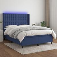 Boxspring met matras en LED stof blauw 140x200 cm - thumbnail