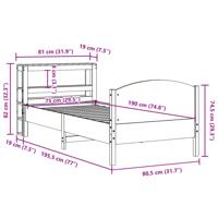 Bedframe zonder matras massief grenenhout wit 75x190 cm - thumbnail