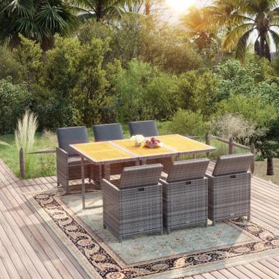 7-delige Tuinset met kussens poly rattan grijs