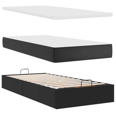 Ottomaanse bed met matras 90x190cm kunstleer zwart