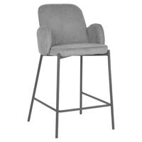 LABEL51 Barkruk 'Jari' Rib, kleur Grijs (zithoogte 65cm) - thumbnail