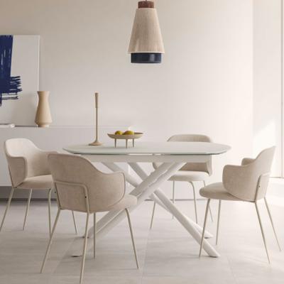 Kave Home Uitschuifbare Eettafel 'Yodalia' Glas, 130-190 x 100cm, kleur Wit Kave Home Uitschuifbare Eettafel 'Yodalia' Glas, 130-190 x 100cm, kleur Wit