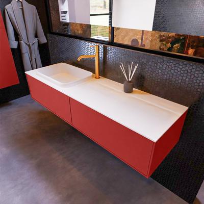 Badkamermeubelset Mondiaz Erin 150 cm met 2 Lades met RIDGE Wastafel Links Talc met 1 kraangat Greeploos Mat Fire Badkamermeubelset Mondiaz Erin 150 cm met 2 Lades met RIDGE Wastafel Links Talc met 1 kraangat Greeploos Mat Fire