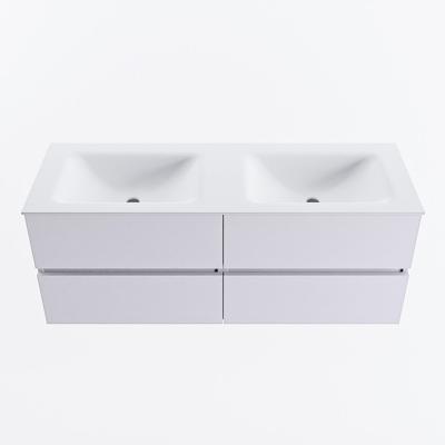 MONDIAZ VICA 130cm badmeubel onderkast Cale 4 lades. Wastafel CLOUD dubbel 2 kraangaten, kleur Talc.