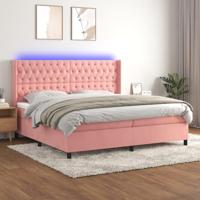 Boxspring met matras en LED fluweel roze 200x200 cm - thumbnail