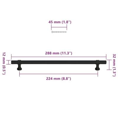 Handvatten 5 st 224 mm roestvrij staal zwart
