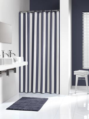 Douchegordijn Linje 100% Polyester 180x200 Blauw