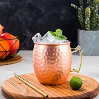2 PC'S koperen plating RVS mok cocktail glas bier mok Rose goud stijl: hamer punt - thumbnail