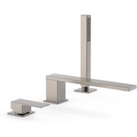 Badrandkraan Tres Cuadro Exclusive met Handdoucheset Lange Rechte Uitloop 22 cm RVS - thumbnail