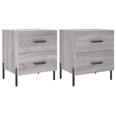 Nachtkastjes 2 st 40x35x47,5 cm bewerkt hout grijs sonoma eiken