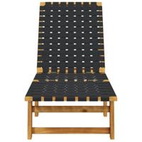 Ligbedden 2 st massief acaciahout en stof zwart - thumbnail