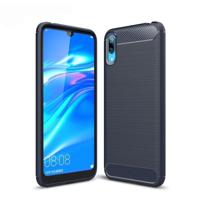 Geborsteld textuur Carbon Fiber schokbestendig TPU Case voor Huawei Enjoy 9 (marineblauw) - thumbnail