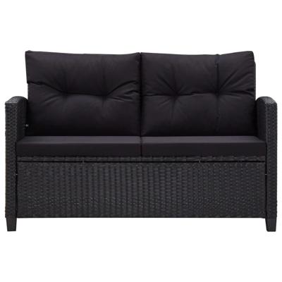 3-delige Tuinset met kussens poly rattan zwart - thumbnail