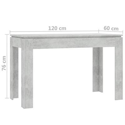 Eettafel 120x60x76 cm spaanplaat betongrijs