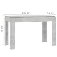 Eettafel 120x60x76 cm spaanplaat betongrijs - thumbnail