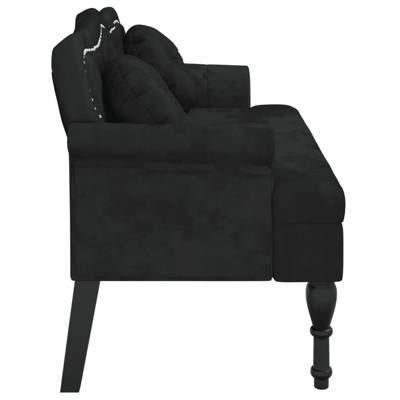 Bankje met kussens 120,5x65x75 cm fluweel zwart - thumbnail