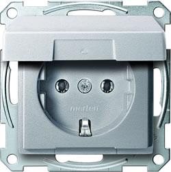 Merten stopcontact enkel aluminium 2311-0460 klapdeksel