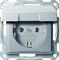 Merten stopcontact enkel aluminium 2311-0460 klapdeksel - thumbnail