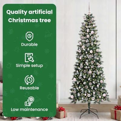 VidaXL Kunstkerstboom met 300 led groen 240 cm pvc en plastic en staal