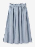 Lange rok voor meisjes van biologisch katoenen gaas CYRILLUS jeansblauw - thumbnail